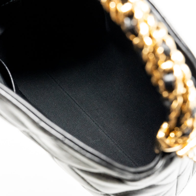 Chanel 24B Twist Chain Top Handle Hobo Lunch Box Bag Lambskin Black GHW (Microchip)