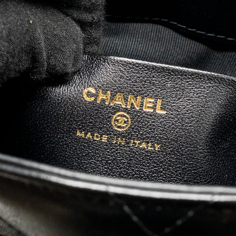 Chanel 24B Twist Chain Top Handle Hobo Lunch Box Bag Lambskin Black GHW (Microchip)
