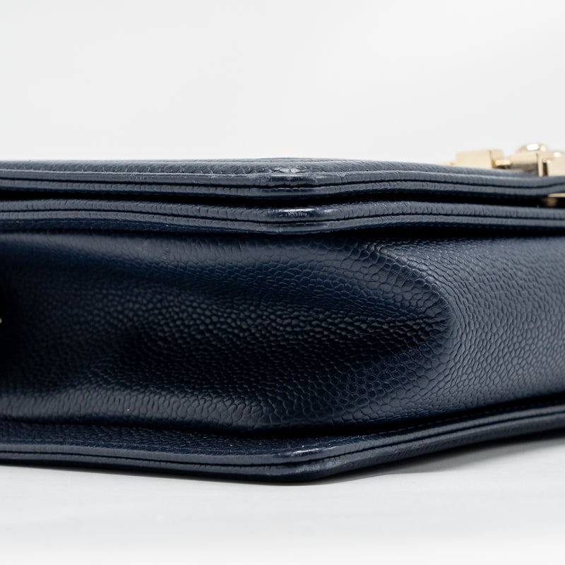 Chanel Medium Boy Bag Caviar Navy LGHW