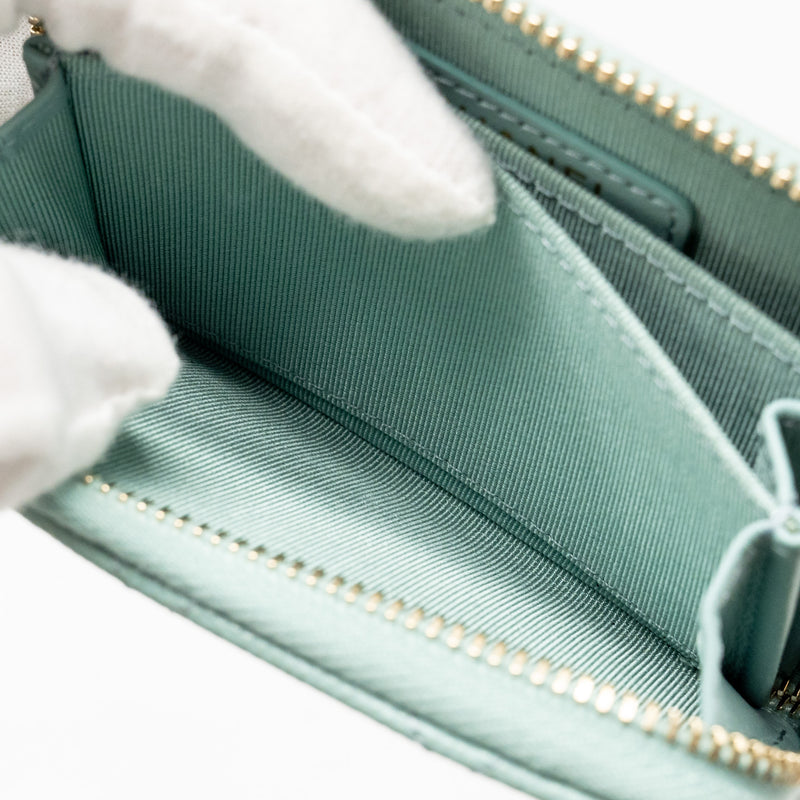 Chanel Zip Card Holder Caviar Light Green LGHW
