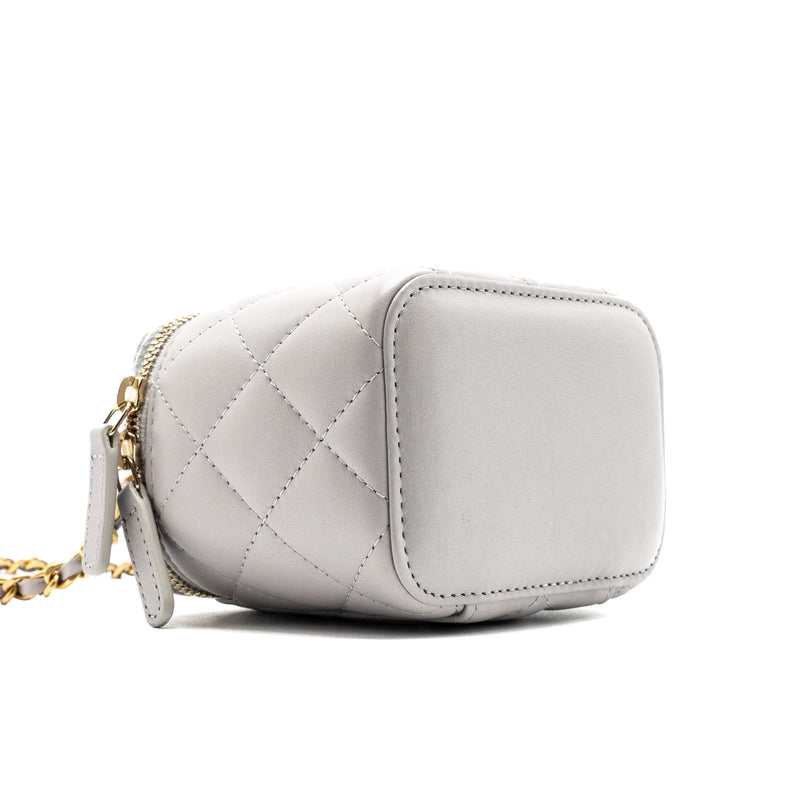 Chanel Top Handle Mini Vanity With Chain Light Grey GHW