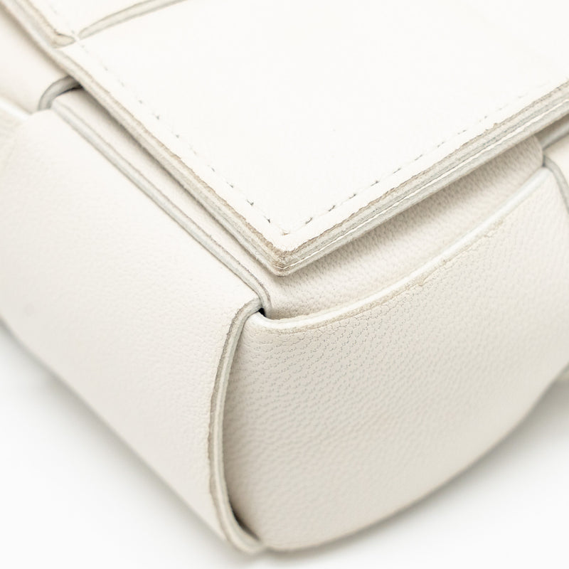 Bottega Veneta Intreccio Cassette Mini Bag Lambskin White