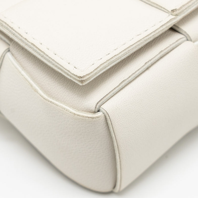 Bottega Veneta Intreccio Cassette Mini Bag Lambskin White