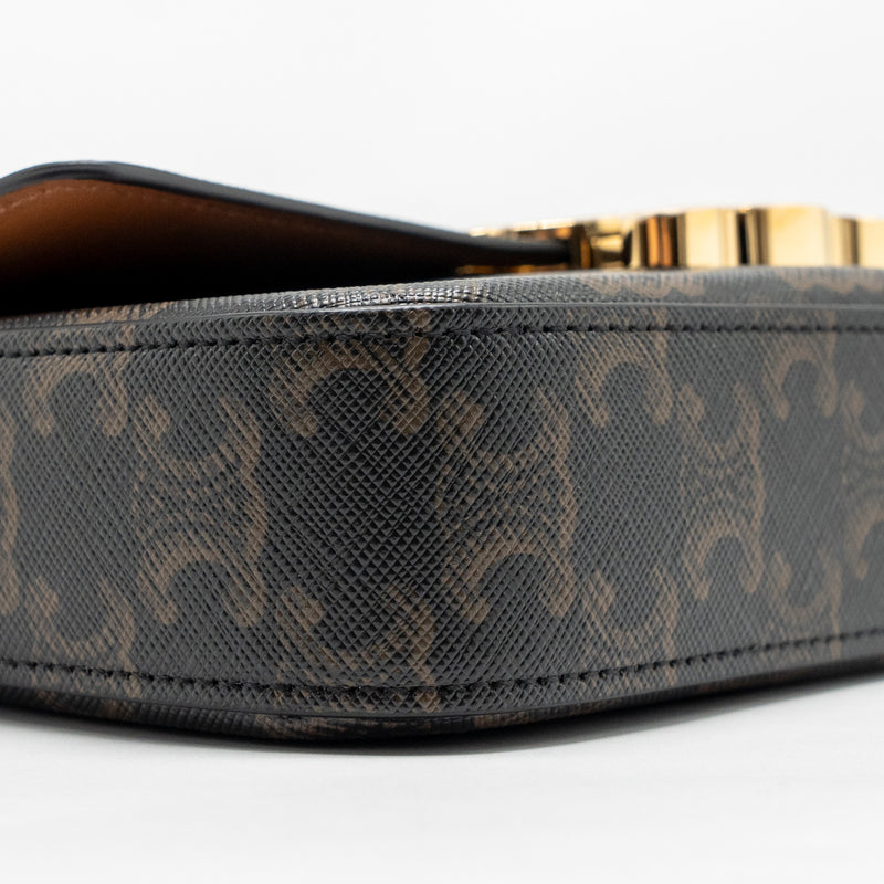 Celine Triomphe Shoulder bag Claude canvas tan GHW