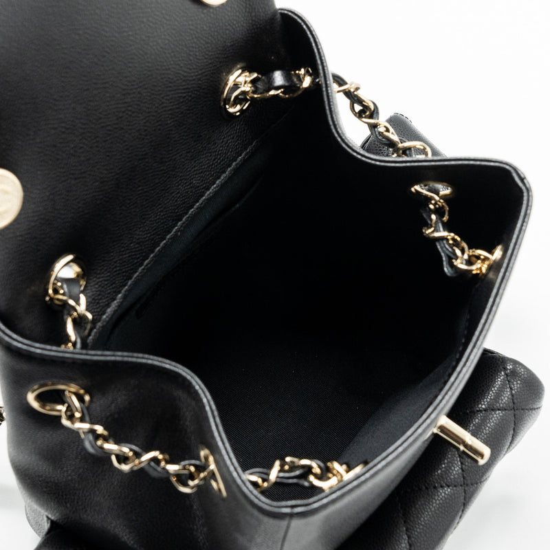 Chanel 23k triple pocket backpack caviar black LGHW (microchip)