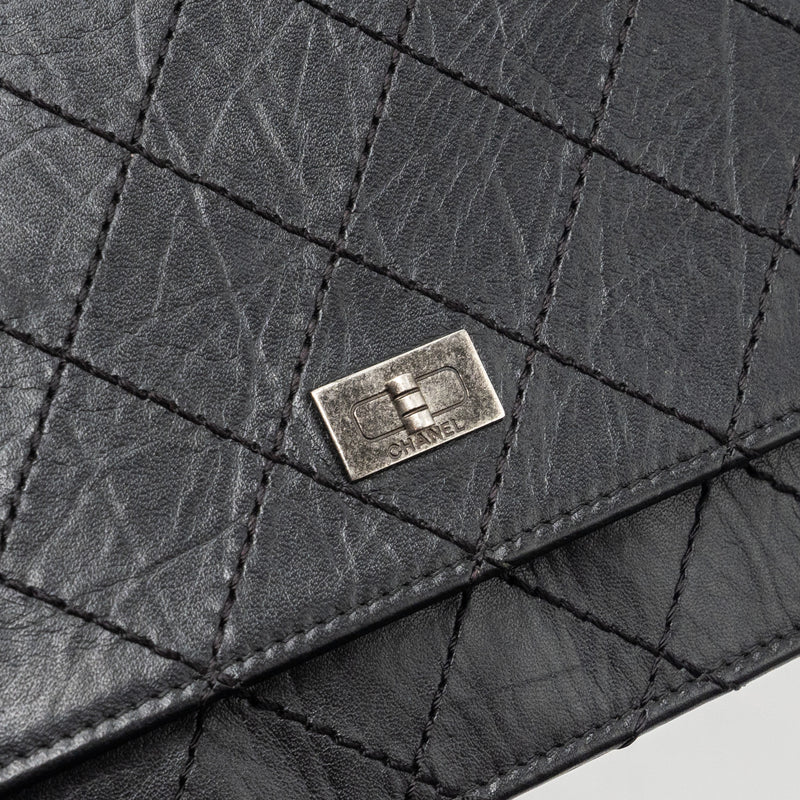 Chanel 2.55 reissue wallet on chain calfskin black ruthenium hardware