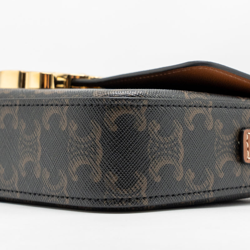 Celine Triomphe Shoulder bag Claude canvas tan GHW