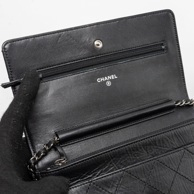 Chanel 2.55 reissue wallet on chain calfskin black ruthenium hardware