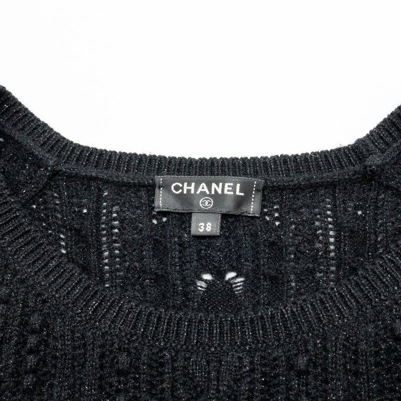 Chanel Size 38 Long-sleeve Dress Cashmere/Metal Polyester Black