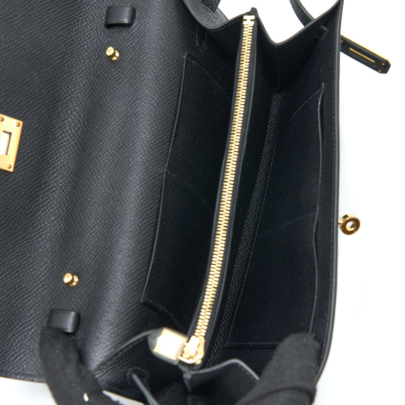 Hermes Kelly To Go Epsom Black GHW Stamp U