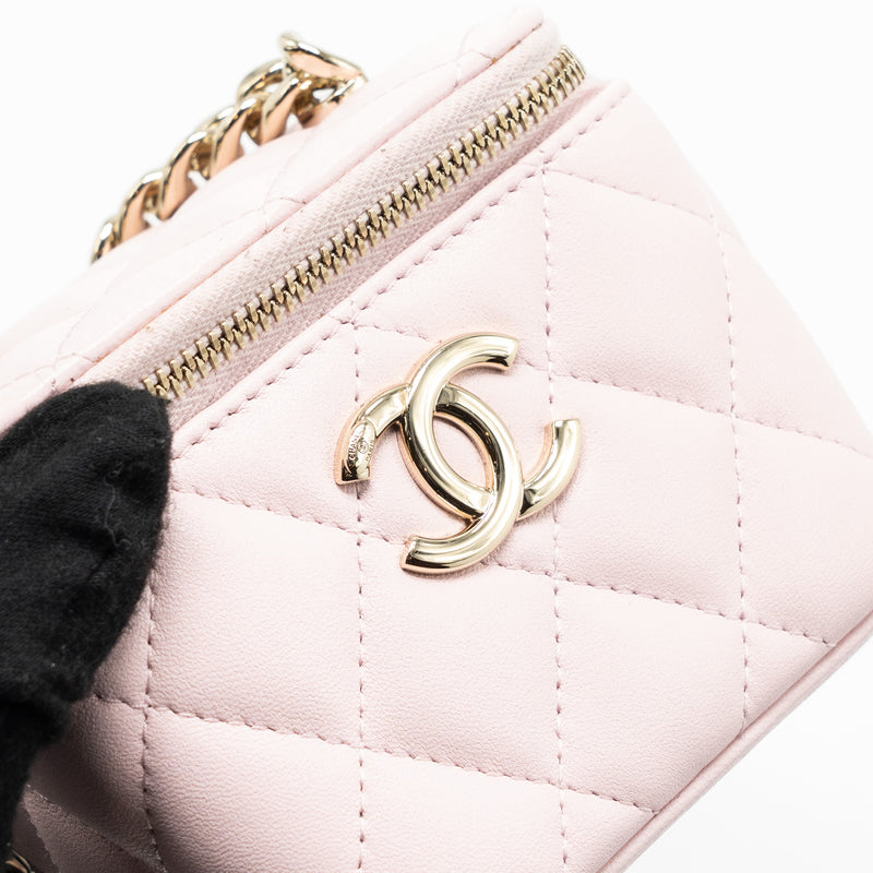 Chanel mini vanity case with giant chain lambskin pink LGHW