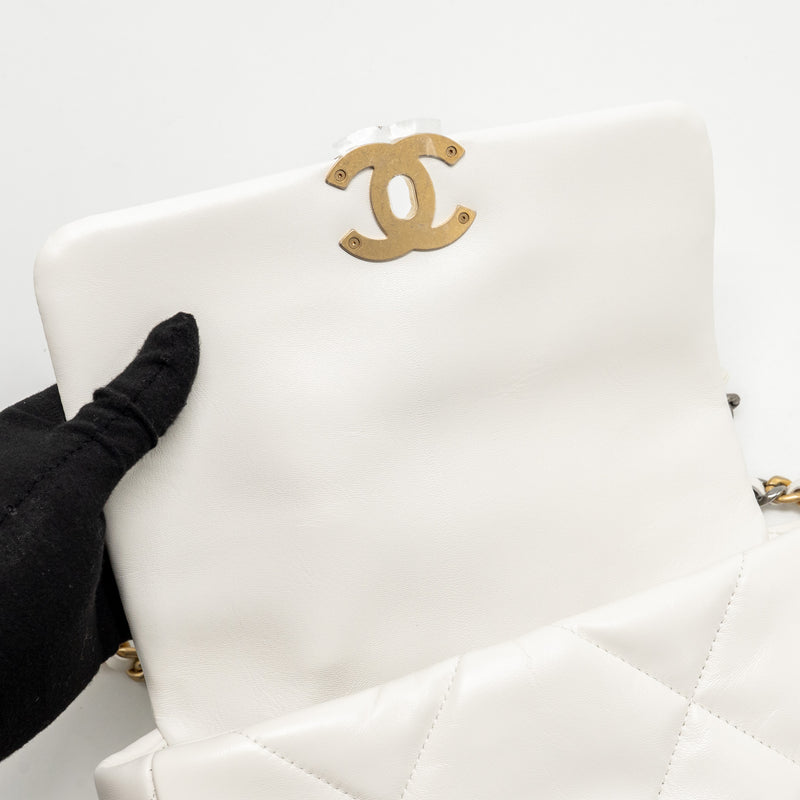 Chanel Small 19 Bag Lambskin White Multicolour Hardware