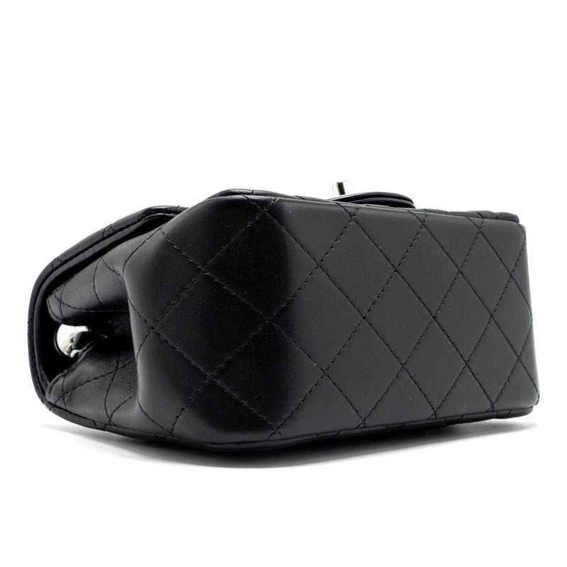 Chanel mini square flap bag lambskin Black SHW (microchip)