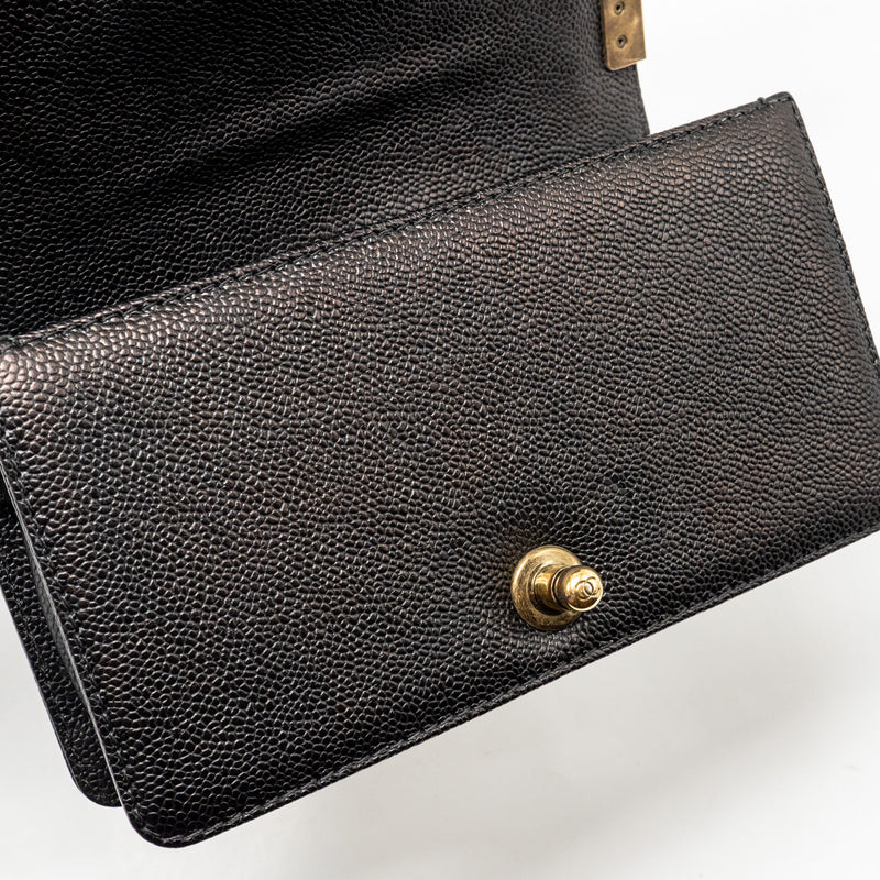 Chanel Small boy bag grained calfskin black GHW