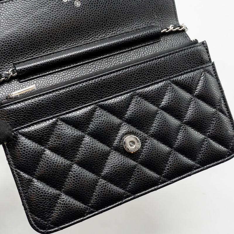 Chanel classic wallet on chain caviar black SHW (microchip)