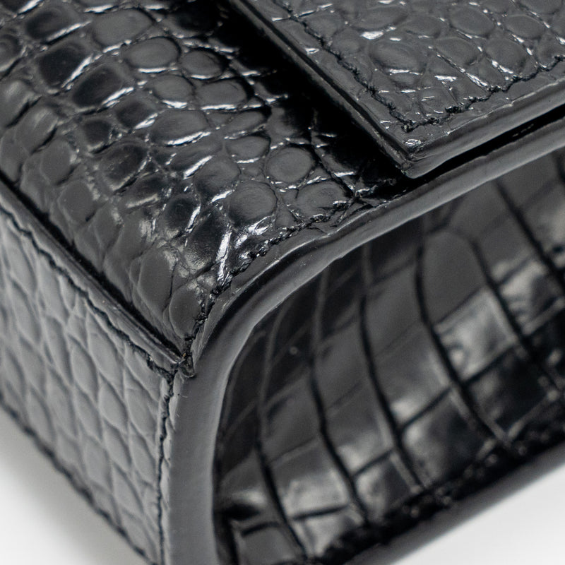Saint Laurent/YSL Medium Kate Tassel Bag Croc-Embossed Calfskin Black GHW