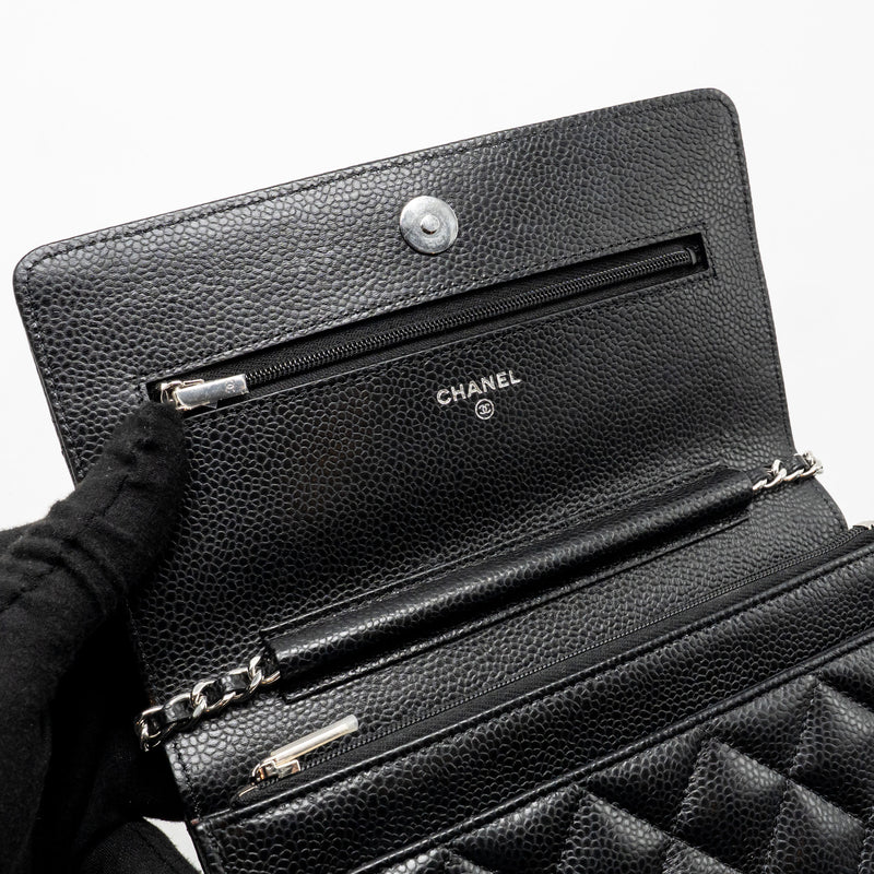 Chanel classic wallet on chain caviar black SHW (microchip)
