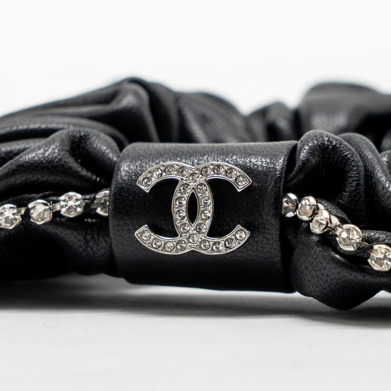 Chanel 22B Hair Tie with Crystal Lambskin Black SHW