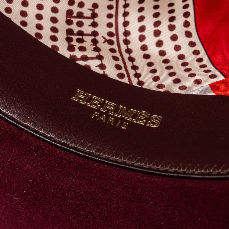 Hermes size 57 chapeau en lapin hat burgundy