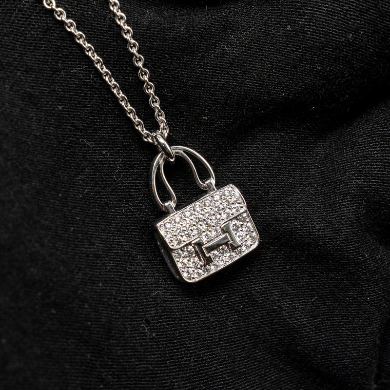 Hermes Constance Amulette Pendant White Gold Diamonds
