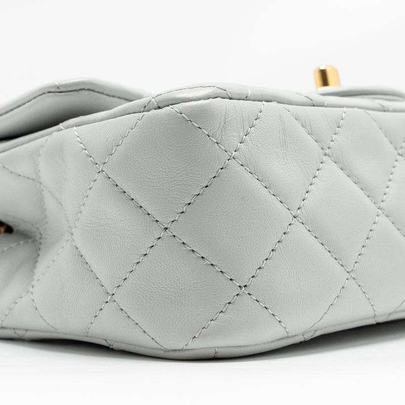Chanel pearl crush mini rectangular flap bag lambskin grey GHW (microchip)