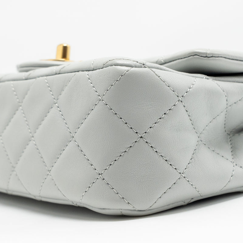 Chanel pearl crush mini rectangular flap bag lambskin grey GHW (microchip)