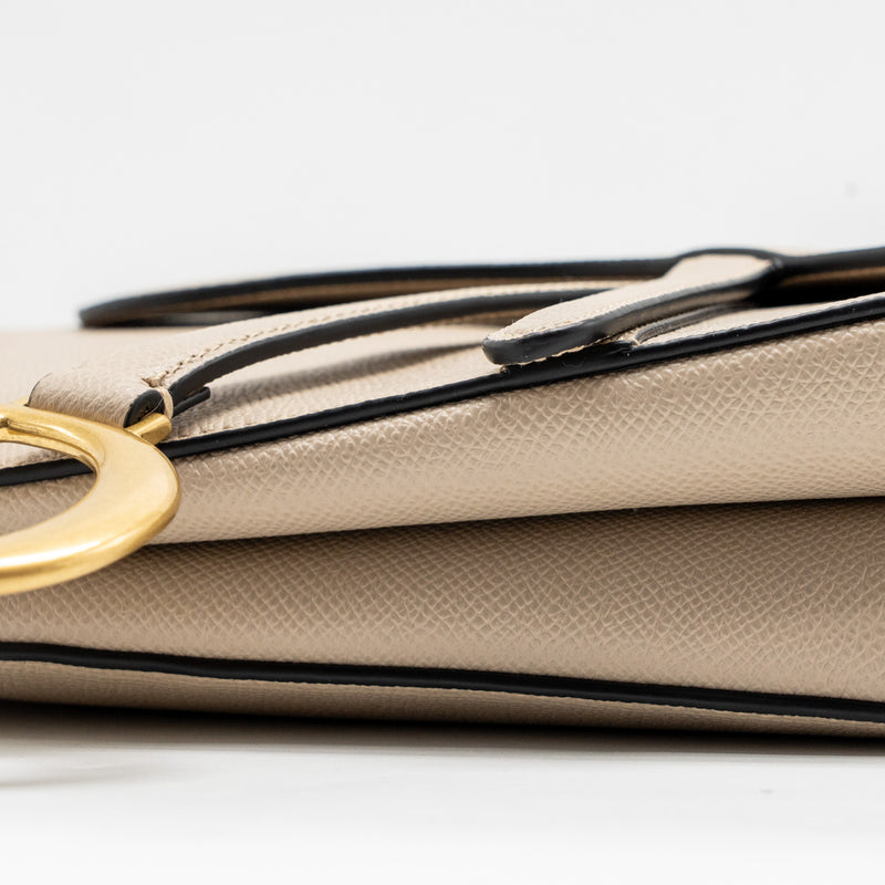 Dior Medium Saddle Bag Calfskin Beige GHW