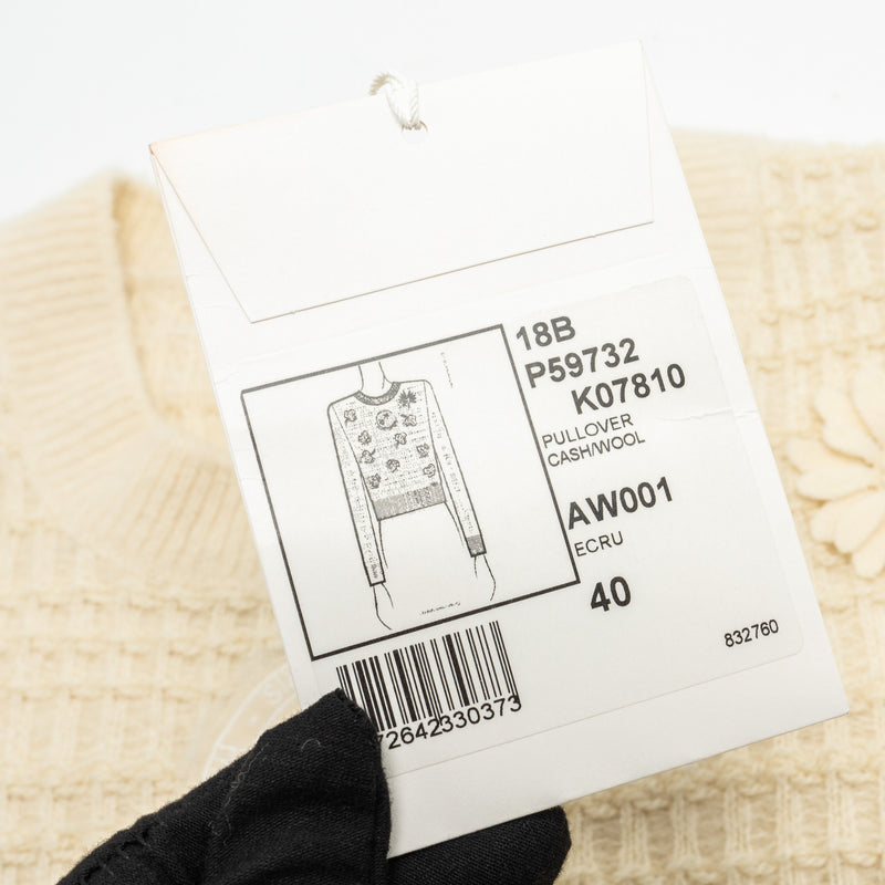 Chanel Size 40 18B Coco Neige Lucky Charms Knitted Sweater Cashmere/Wool Ecru