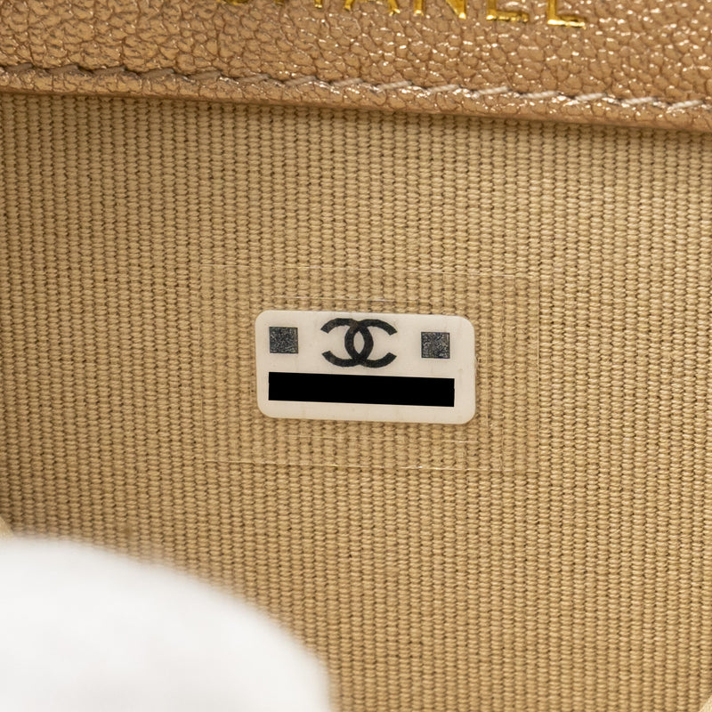Chanel ROUND Clip on Purse DUO Bag Charm quilted lambskin Metallic Gold LGHW (Mircochip)