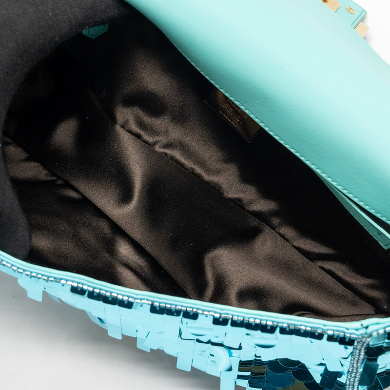 Fendi baguette bag sequin / leather blue GHW