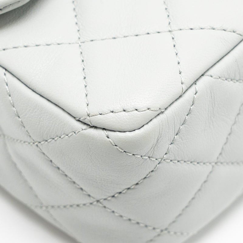 Chanel pearl crush mini rectangular flap bag lambskin grey GHW (microchip)