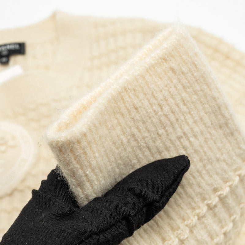 Chanel Size 40 18B Coco Neige Lucky Charms Knitted Sweater Cashmere/Wool Ecru