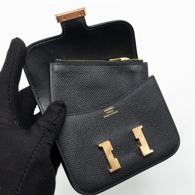 Hermes Constance Slim Epsom Black RGHW Stamp Z