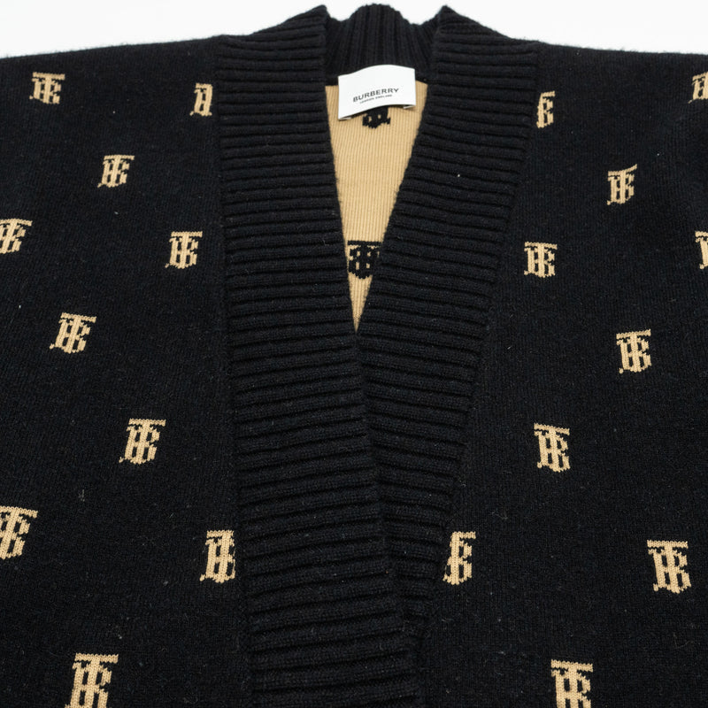 Burberry Size S Palena TB-Monogram Cardigan Wool Black/ Beige