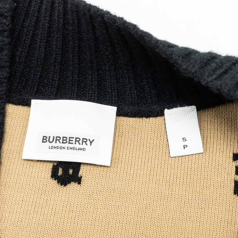 Burberry Size S Palena TB-Monogram Cardigan Wool Black/ Beige