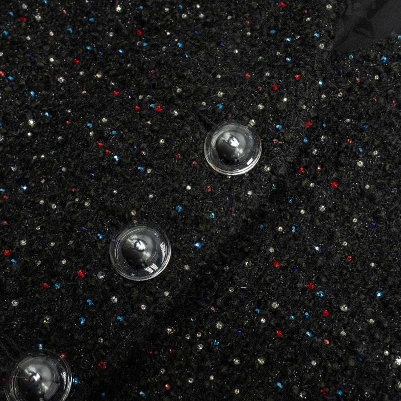 Chanel Size 38 Shining Crystal Tweed Dress Coat Wool/Acrylic Black/Multicolour