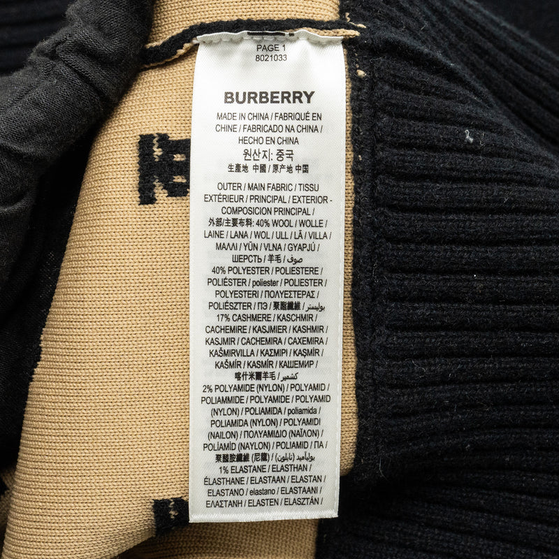 Burberry Size S Palena TB-Monogram Cardigan Wool Black/ Beige