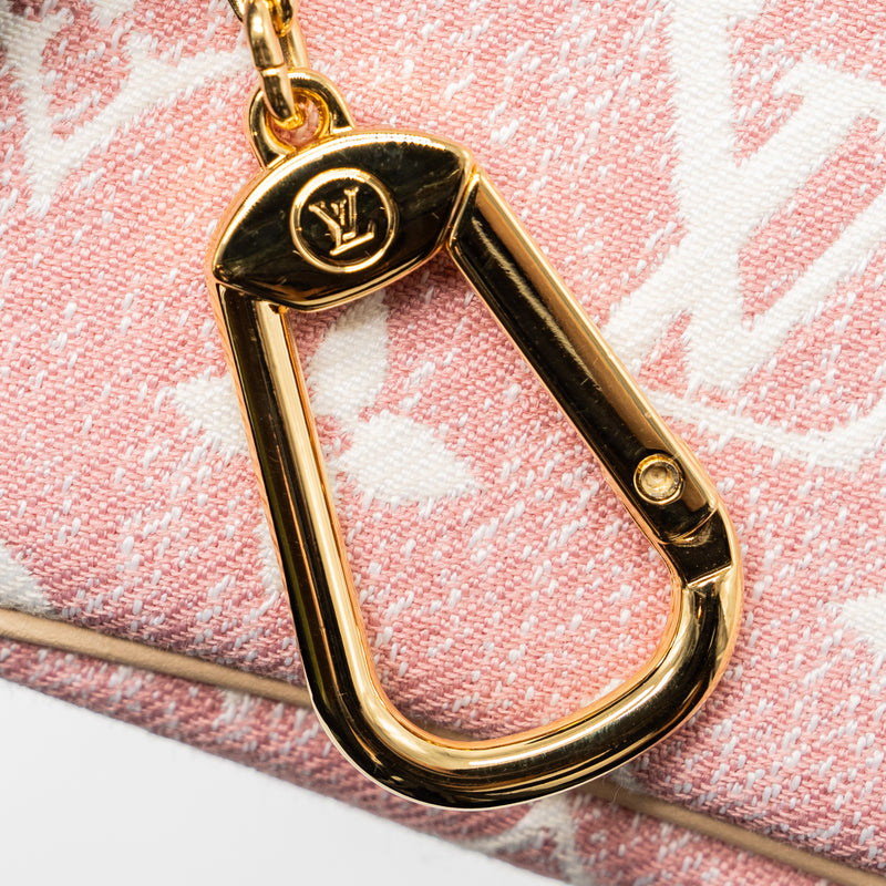 Louis Vuitton Key Pouch Pink Monogram Denim GHW (New Version)