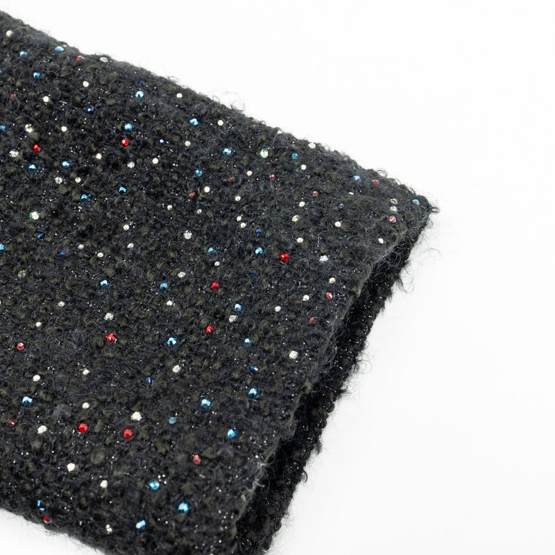 Chanel Size 38 Shining Crystal Tweed Dress Coat Wool/Acrylic Black/Multicolour