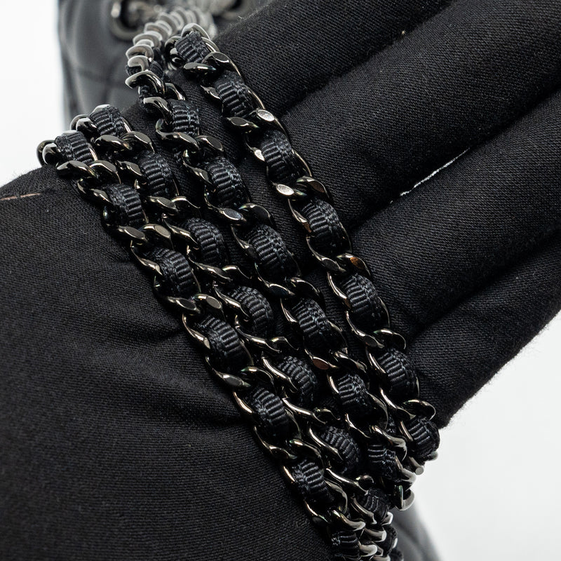 Chanel Quilted Flap Bag Lambskin/Fabric SO Black