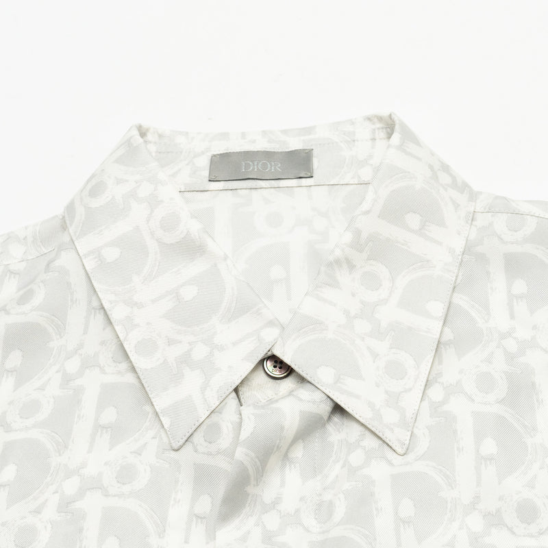 DIOR Homme Size 39 Dior Oblique Shirt Silk Light Grey/White