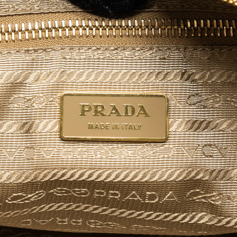 Prada Boston tote bag calfskin leather beige GHW