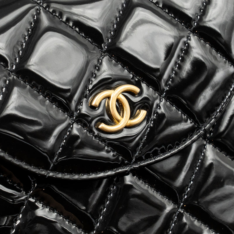 Chanel 23K Hoop Bag Patent Leather Black GHW (Microchip)
