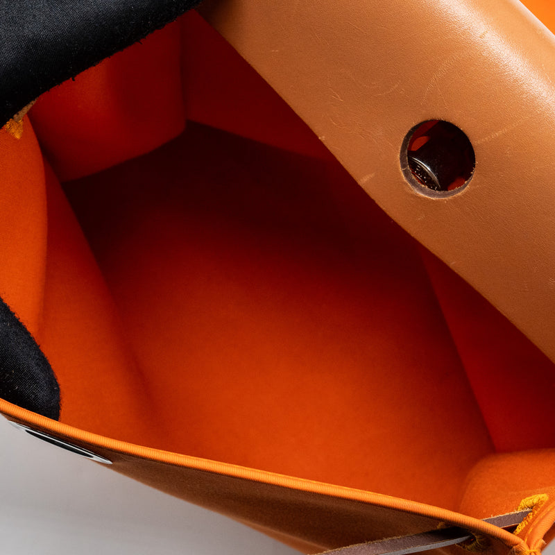 Hermes Herbag 31 Zip Bag Canvas/Hunter Orange SHW Stamp Square R