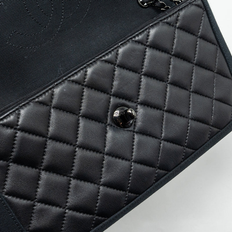 Chanel Quilted Flap Bag Lambskin/Fabric SO Black