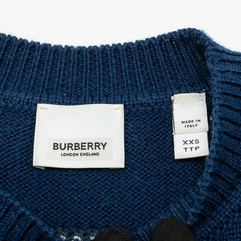 Burberry Size XXS Mermaid Intarsia Sweater Wool Blue/Multicolour