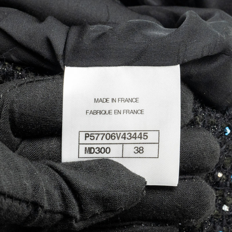 Chanel Size 38 Shining Crystal Tweed Dress Coat Wool/Acrylic Black/Multicolour