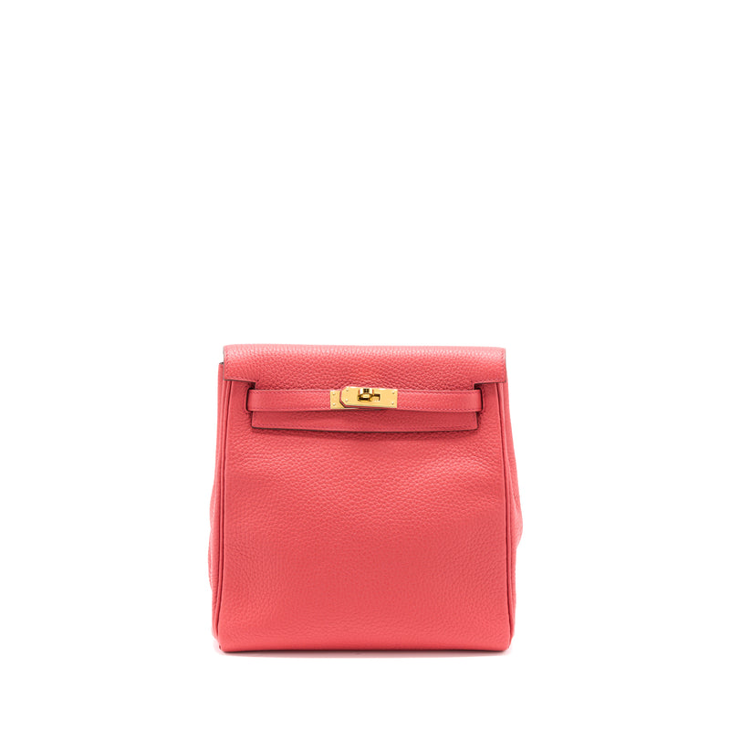 Hermes Kelly Ado Backpack Clemence Leather Gold Hardware In Pink