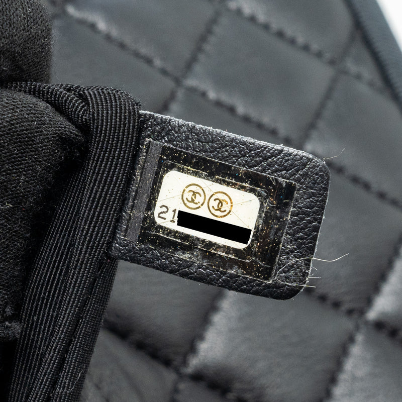 Chanel Quilted Flap Bag Lambskin/Fabric SO Black