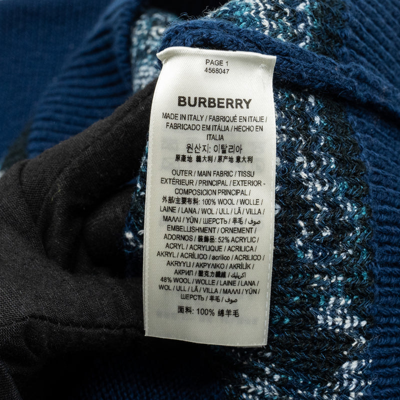 Burberry Size XXS Mermaid Intarsia Sweater Wool Blue/Multicolour